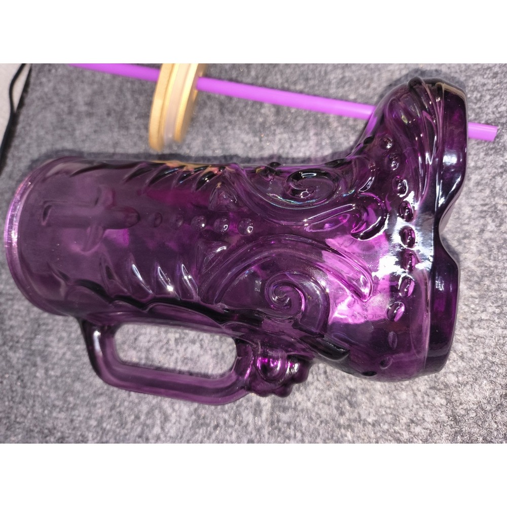 Destination Holiday Purple Glass Cowboy Boot Cup 20oz with Bamboo Lid and Straw - Picture 9 of 10